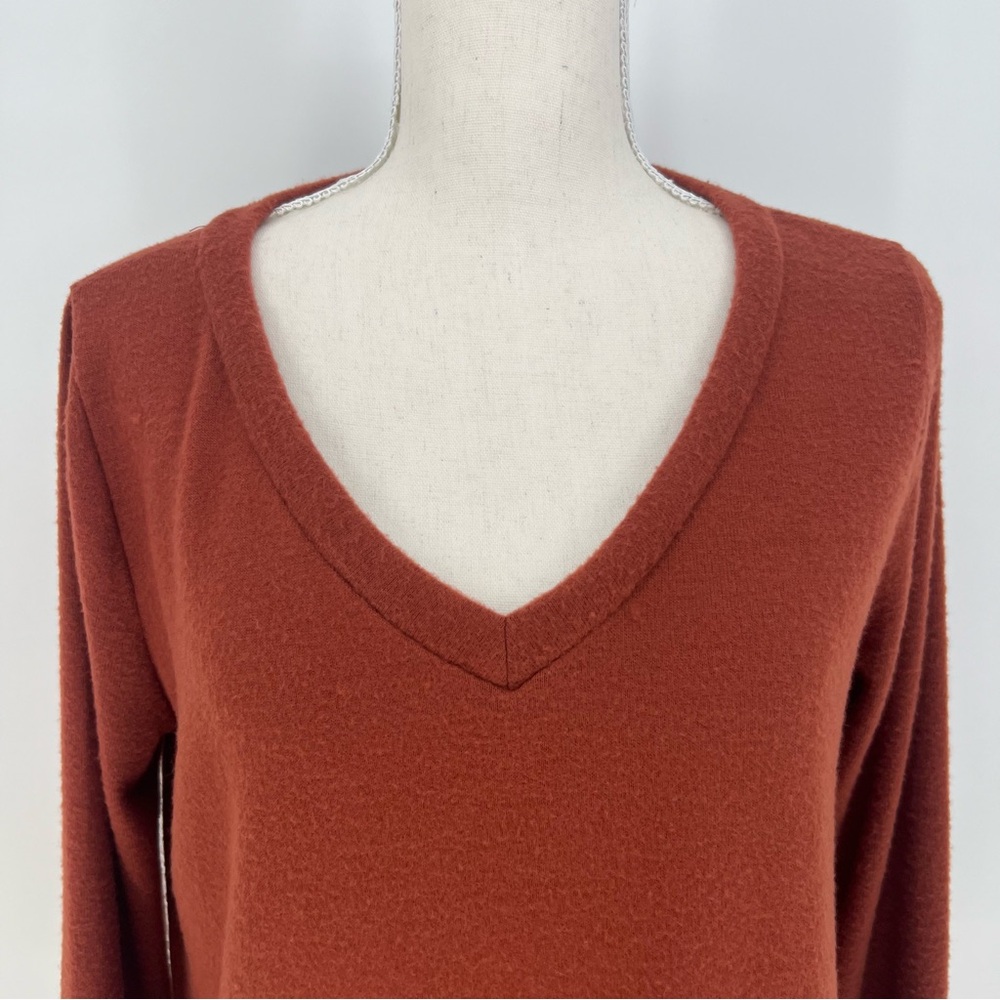 Sew In Love Womens Small V Neck Long Sleeve Tunic Toasted Pumpkin Fuzzy Texture - Picture 6 of 13